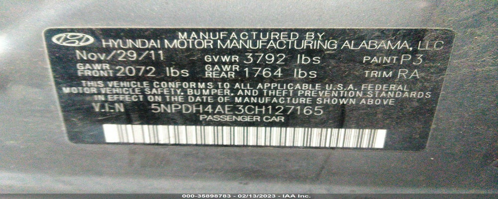 5NPDH4AE3CH127165 2012 HYUNDAI ELANTRA photo no. 9