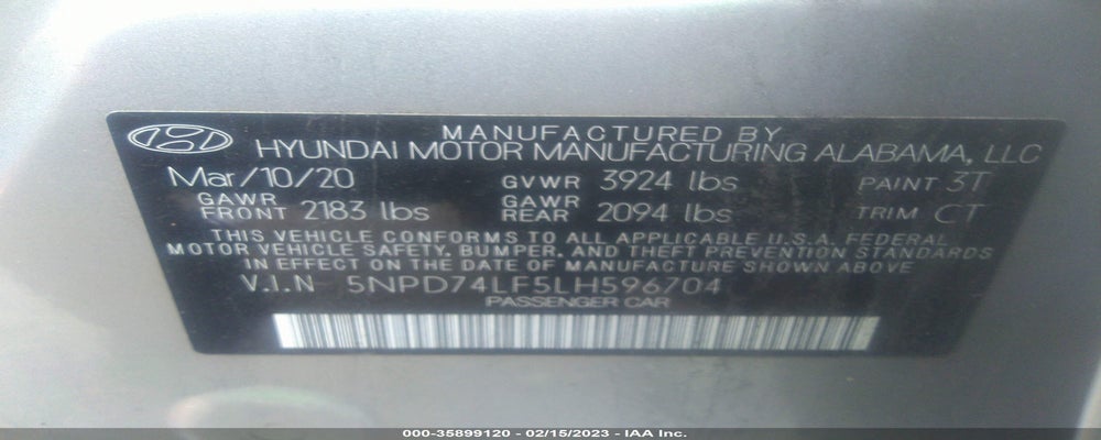 5NPD74LF5LH596704 2020 HYUNDAI ELANTRA photo no. 9