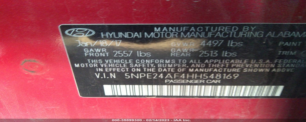 5NPE24AF4HH548169 2017 HYUNDAI SONATA photo no. 9