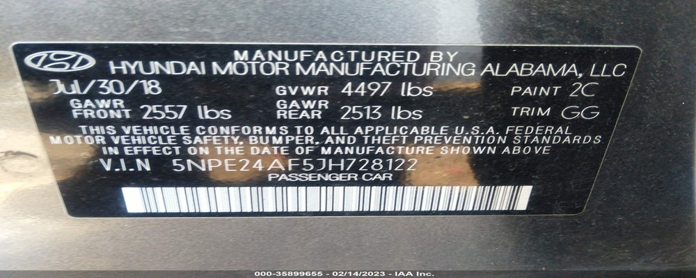 5NPE24AF5JH728122 2018 HYUNDAI SONATA photo no. 9