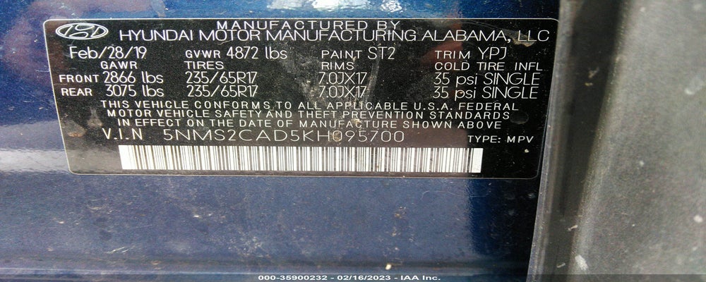 5NMS2CAD5KH095700 2019 HYUNDAI SANTA FE photo no. 9