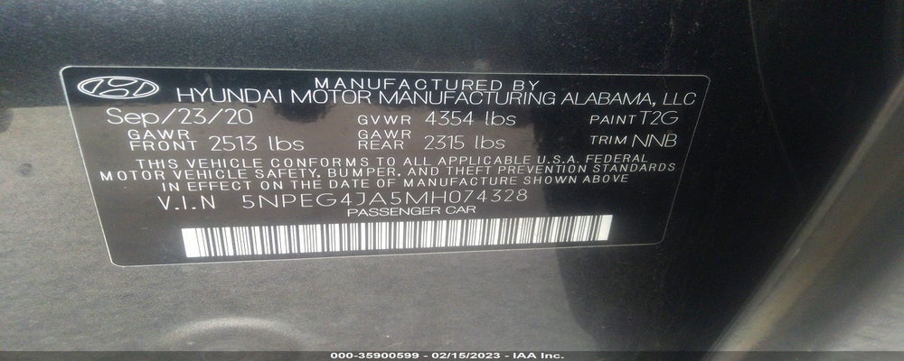 5NPEG4JA5MH074328 2021 HYUNDAI SONATA photo no. 9