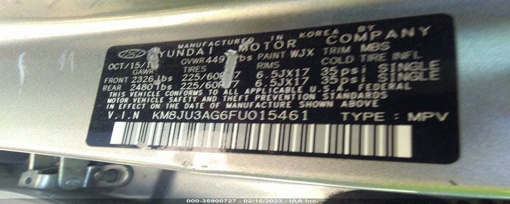 KM8JU3AG6FU015461 2015 HYUNDAI TUCSON photo no. 9