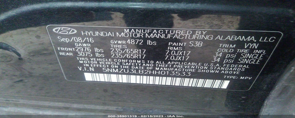 5NMZU3LB2HH013533 2017 HYUNDAI SANTA FE SPORT photo no. 9