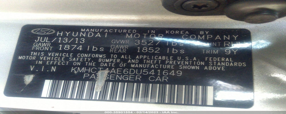 KMHCT4AE6DU541649 2013 HYUNDAI ACCENT photo no. 9
