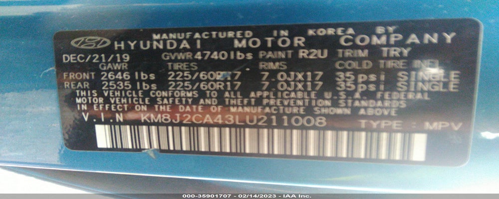 KM8J2CA43LU211008 2020 HYUNDAI TUCSON photo no. 9