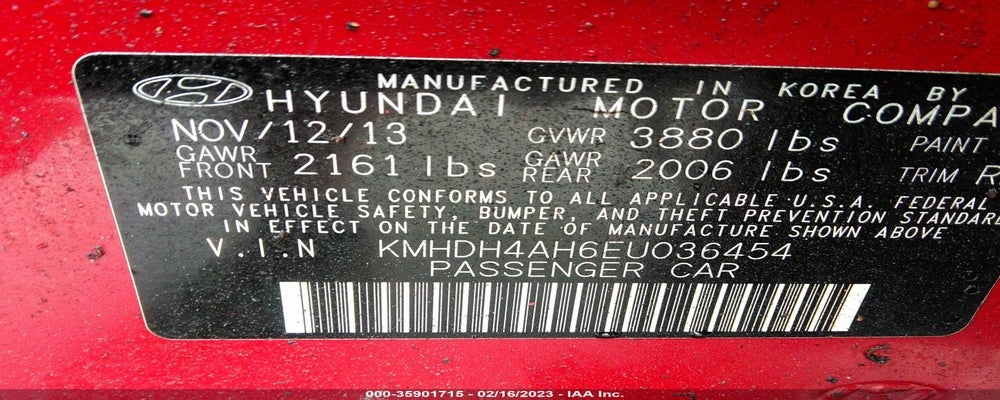 KMHDH4AH6EU036454 2014 HYUNDAI ELANTRA photo no. 9