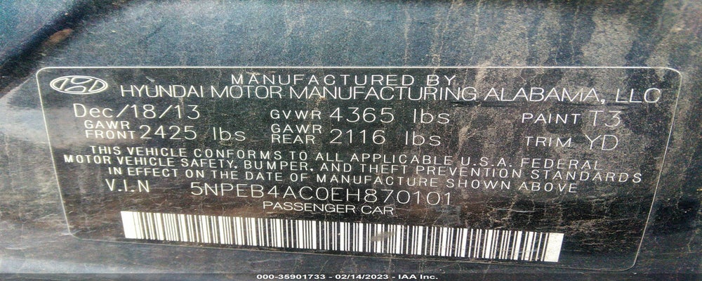 5NPEB4AC0EH870101 2014 HYUNDAI SONATA photo no. 9