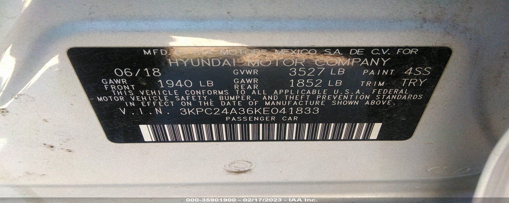 3KPC24A36KE041833 2019 HYUNDAI ACCENT photo no. 9
