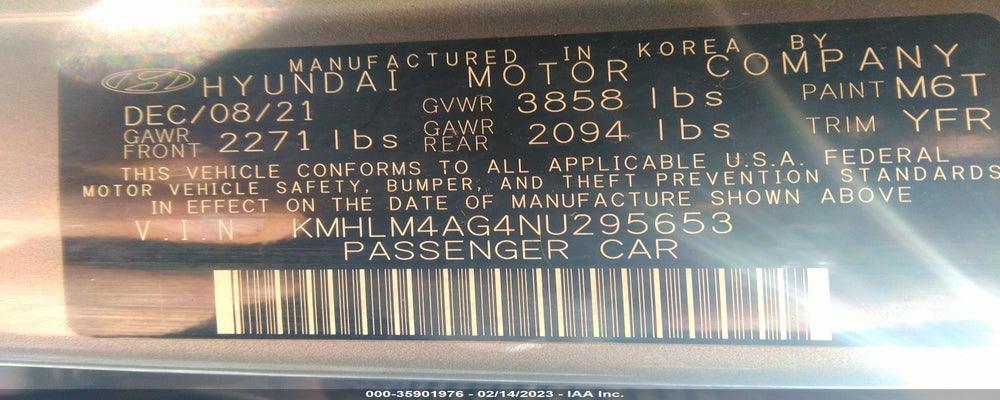 KMHLM4AG4NU295653 2022 HYUNDAI ELANTRA photo no. 9