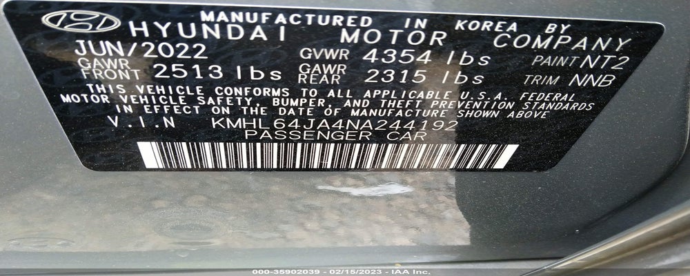 KMHL64JA4NA244192 2022 HYUNDAI SONATA photo no. 9