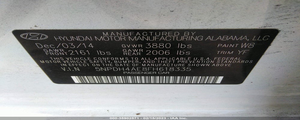 5NPDH4AE8FH618335 2015 HYUNDAI ELANTRA photo no. 9