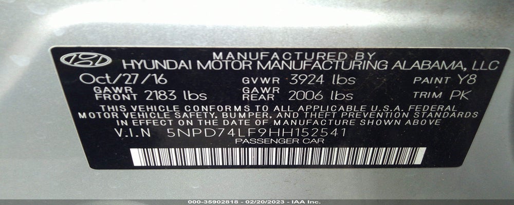 5NPD74LF9HH152541 2017 HYUNDAI ELANTRA photo no. 9