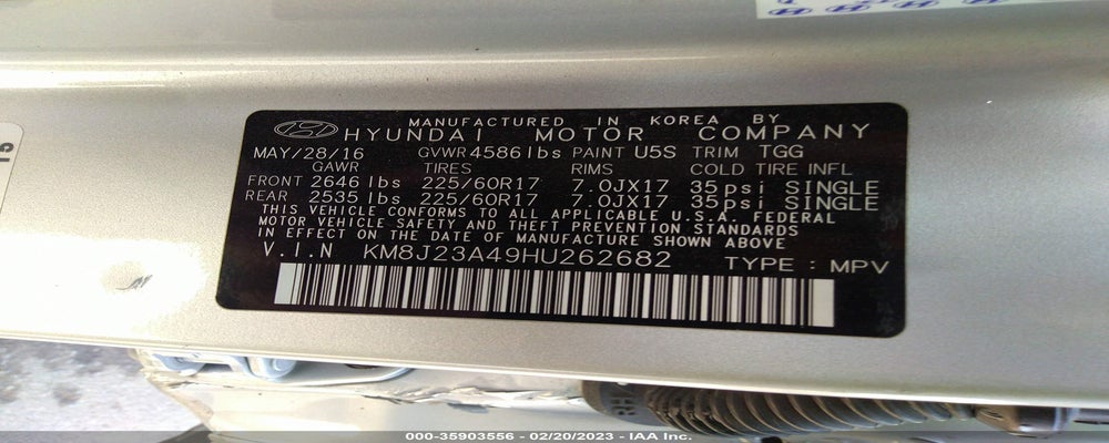 KM8J23A49HU262682 2017 HYUNDAI TUCSON photo no. 9