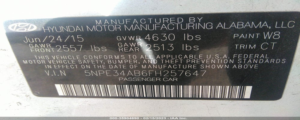 5NPE34AB6FH257647 2015 HYUNDAI SONATA photo no. 9