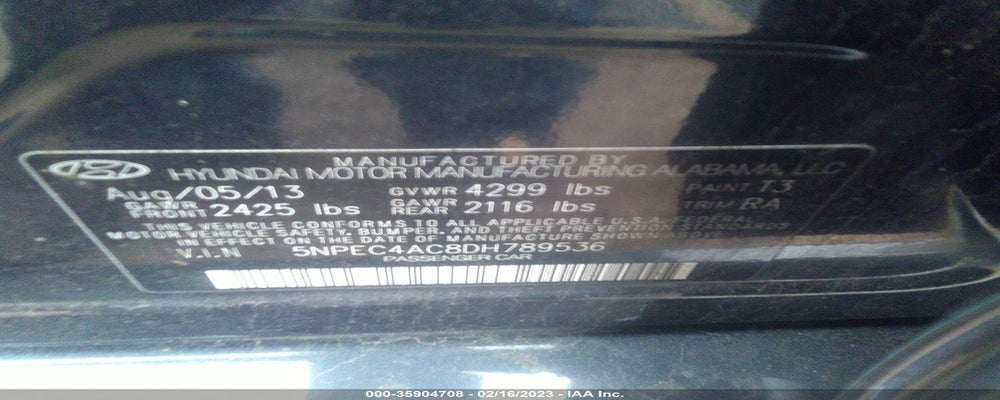 5NPEC4AC8DH789536 2013 HYUNDAI SONATA photo no. 9