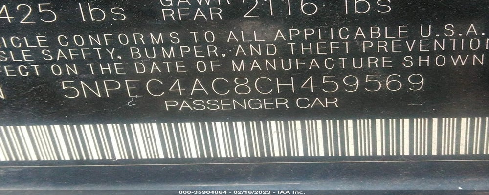 5NPEC4AC8CH459569 2012 HYUNDAI SONATA photo no. 9