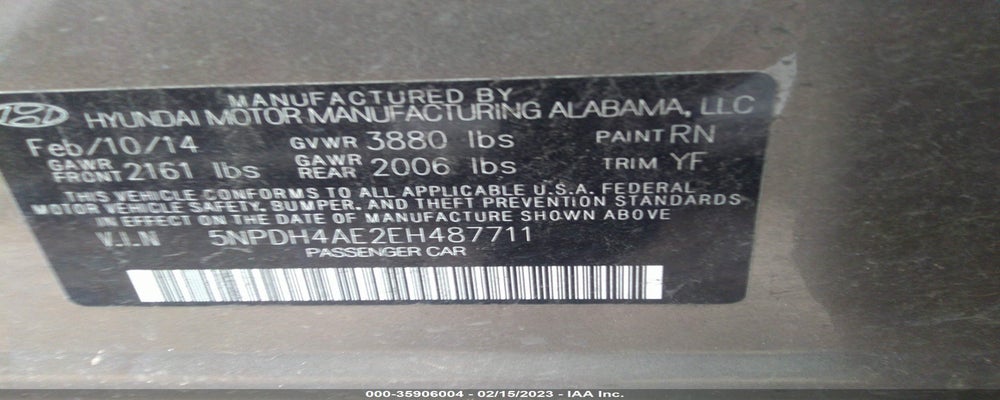 5NPDH4AE2EH487711 2014 HYUNDAI ELANTRA photo no. 9