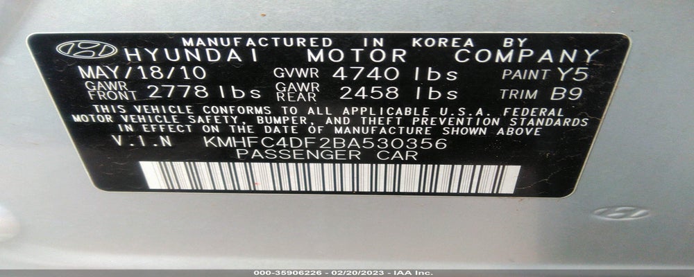 KMHFC4DF2BA530356 2011 HYUNDAI AZERA photo no. 9