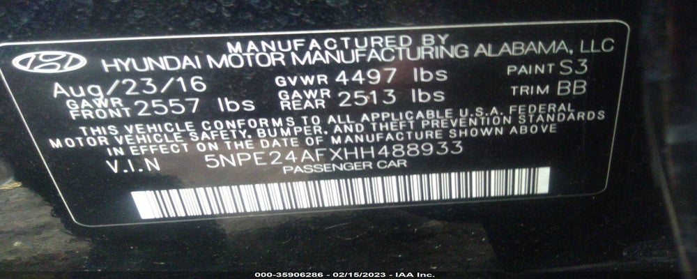 5NPE24AFXHH488933 2017 HYUNDAI SONATA photo no. 9