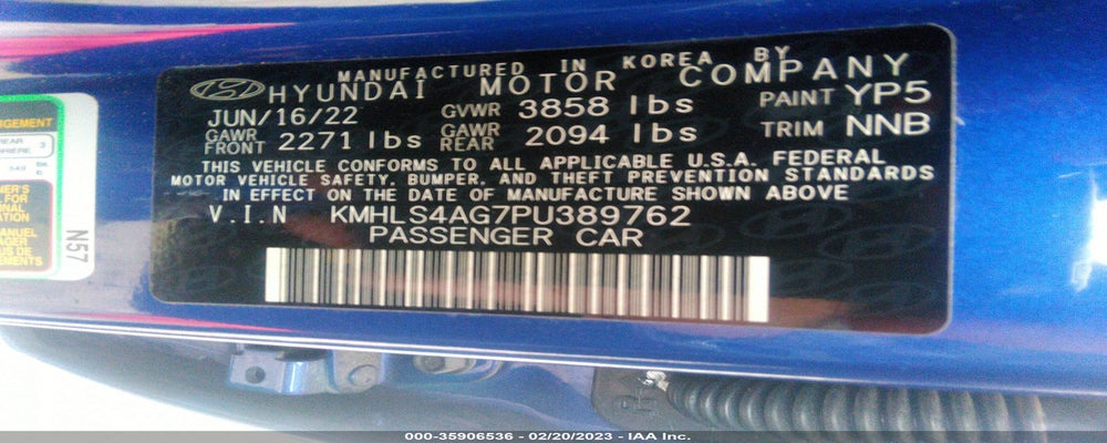 KMHLS4AG7PU389762 2023 HYUNDAI ELANTRA photo no. 9