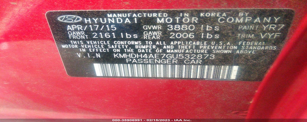 KMHDH4AE7GU532873 2016 HYUNDAI ELANTRA photo no. 9