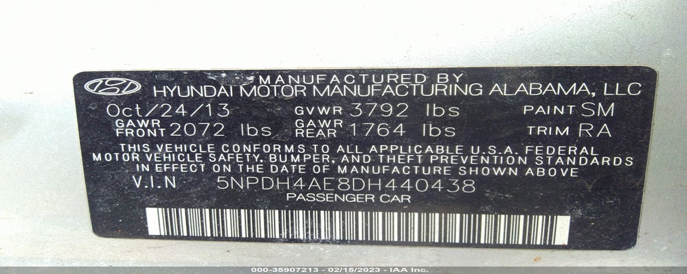5NPDH4AE8DH440438 2013 HYUNDAI ELANTRA photo no. 9