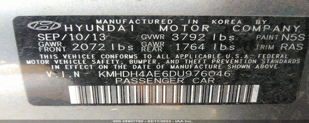 KMHDH4AE6DU976046 2013 HYUNDAI ELANTRA photo no. 9