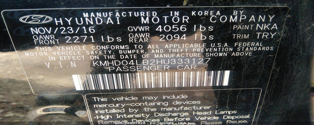 KMHD04LB2HU333127 2017 HYUNDAI ELANTRA photo no. 9