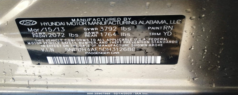 5NPDH4AE5DH312688 2013 HYUNDAI ELANTRA photo no. 9