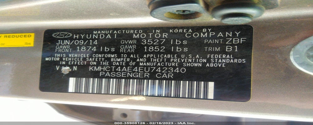 KMHCT4AE4EU742340 2014 HYUNDAI ACCENT photo no. 9