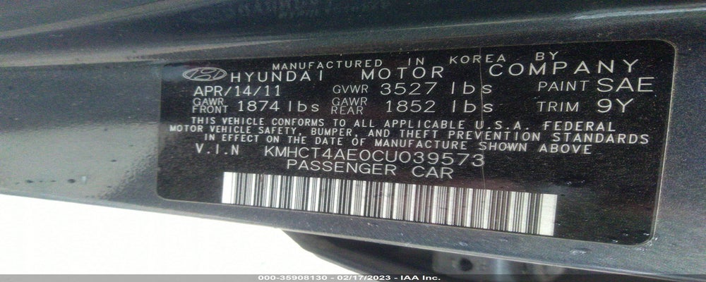KMHCT4AE0CU039573 2012 HYUNDAI ACCENT photo no. 9