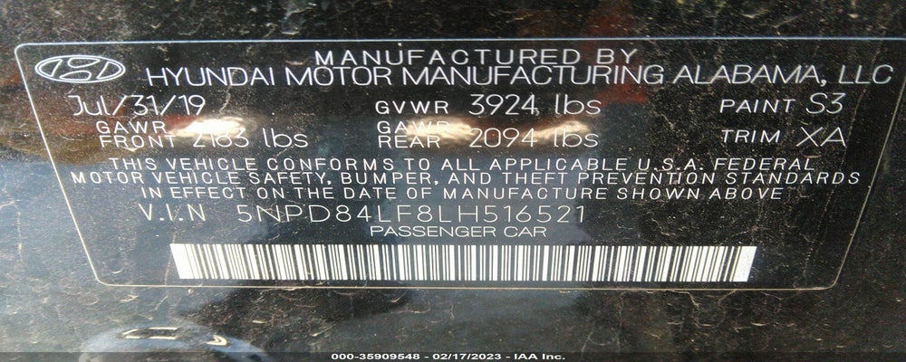 5NPD84LF8LH516521 2020 HYUNDAI ELANTRA photo no. 9