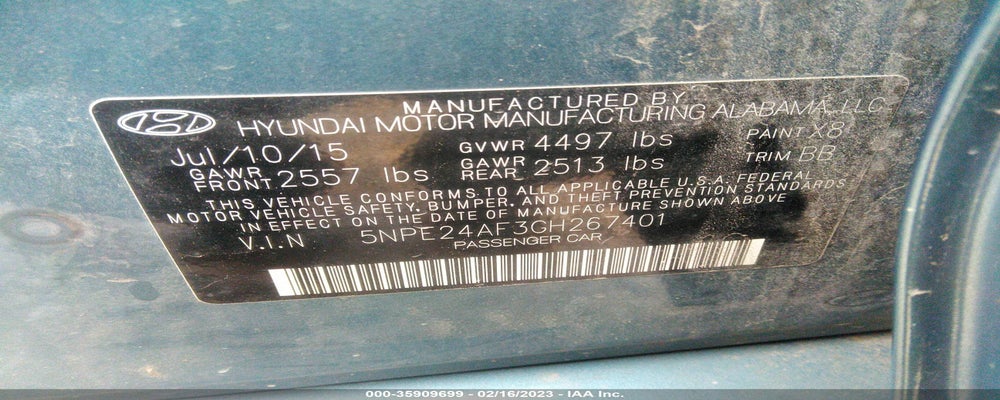 5NPE24AF3GH267401 2016 HYUNDAI SONATA photo no. 9