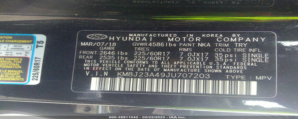 KM8J23A49JU707203 2018 HYUNDAI TUCSON photo no. 9
