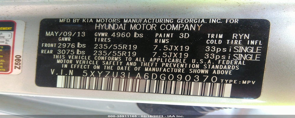 5XYZU3LA6DG090370 2013 HYUNDAI SANTA FE SPORT photo no. 9