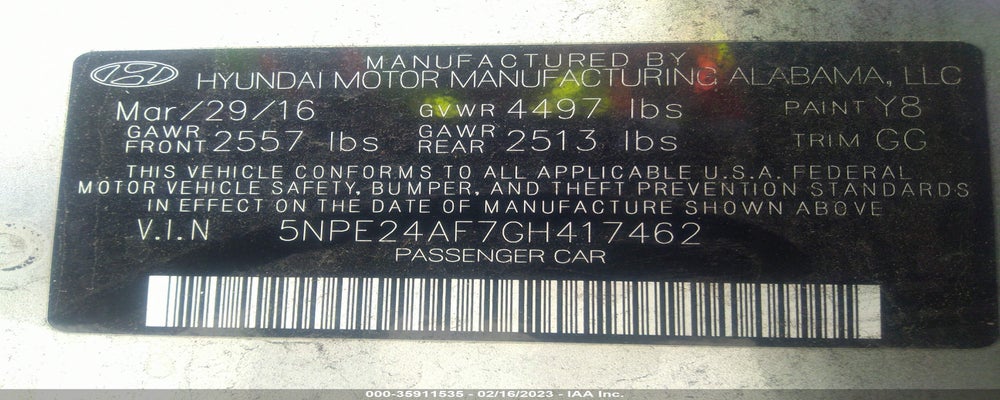 5NPE24AF7GH417462 2016 HYUNDAI SONATA photo no. 9