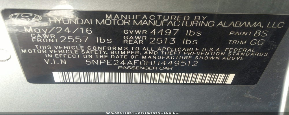 5NPE24AF0HH449512 2017 HYUNDAI SONATA photo no. 9