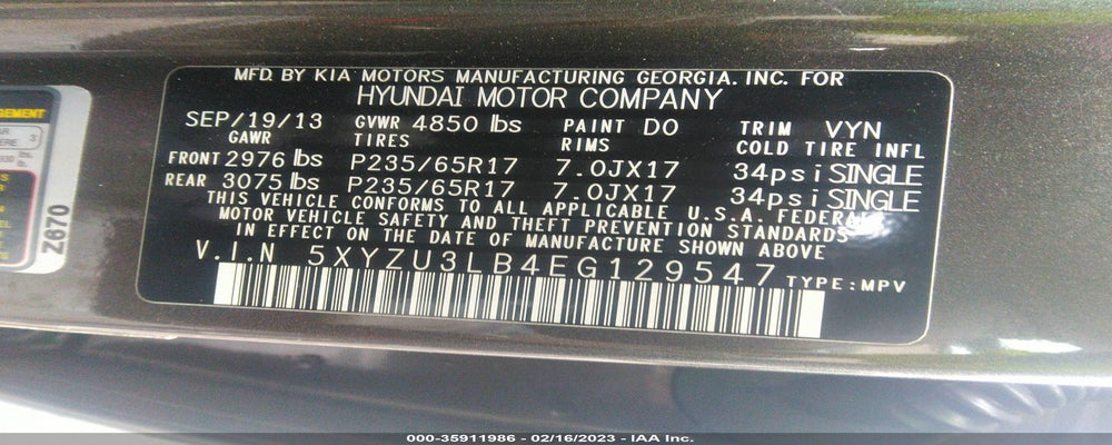 5XYZU3LB4EG129547 2014 HYUNDAI SANTA FE SPORT photo no. 9