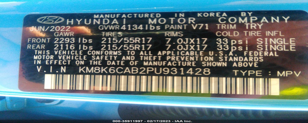 KM8K6CAB2PU931428 2023 HYUNDAI KONA photo no. 9