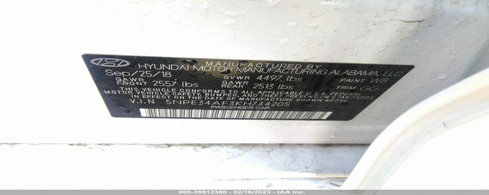 5NPE34AF3KH744205 2019 HYUNDAI SONATA photo no. 9
