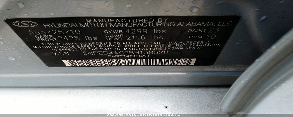 5NPEB4AC9BH138528 2011 HYUNDAI SONATA photo no. 9