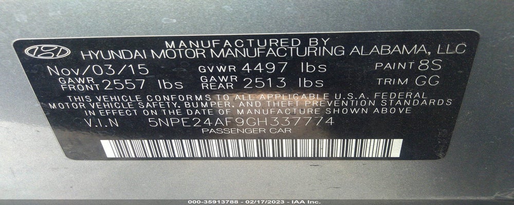 5NPE24AF9GH337774 2016 HYUNDAI SONATA photo no. 9