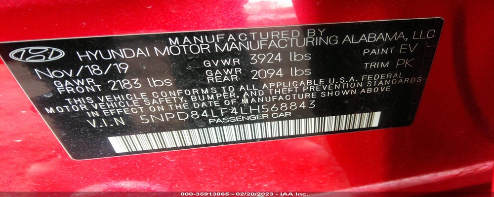 5NPD84LF4LH568843 2020 HYUNDAI ELANTRA photo no. 9