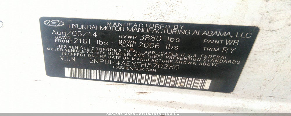 5NPDH4AEXFH570286 2015 HYUNDAI ELANTRA photo no. 9