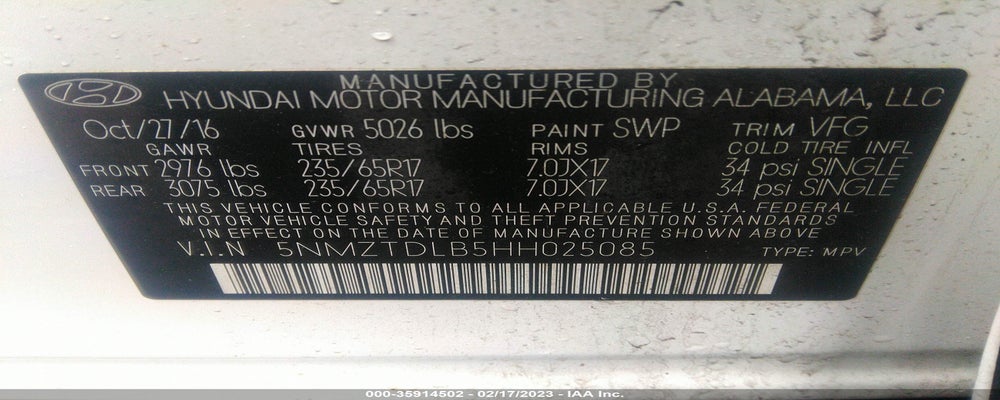 5NMZTDLB5HH025085 2017 HYUNDAI SANTA FE SPORT photo no. 9