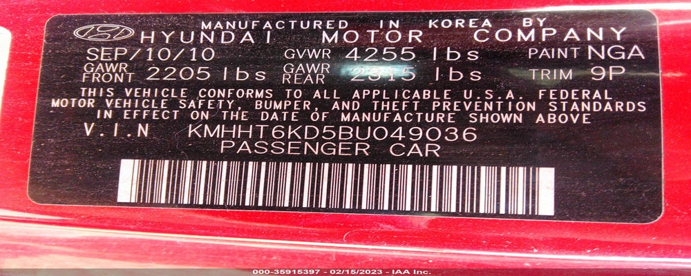 KMHHT6KD5BU049036 2011 HYUNDAI GENESIS COUPE photo no. 9