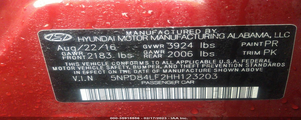 5NPD84LF2HH123203 2017 HYUNDAI ELANTRA photo no. 9