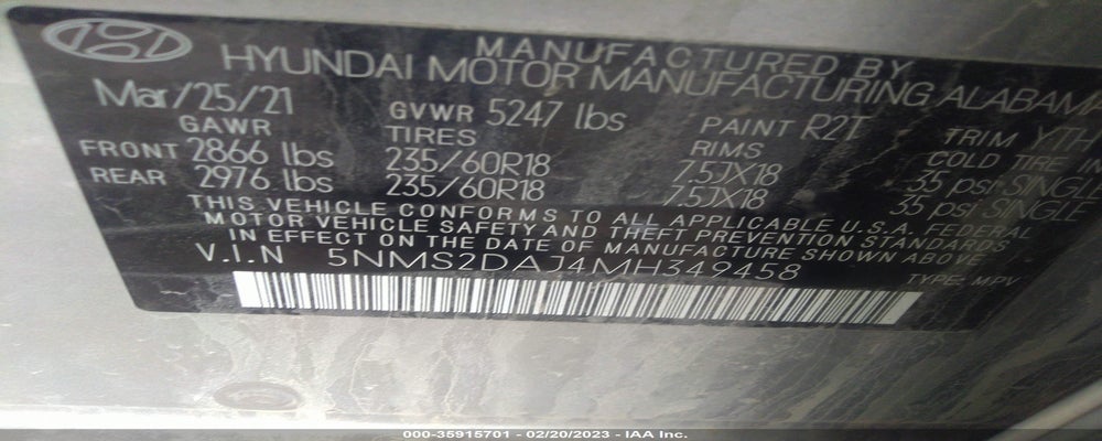 5NMS2DAJ4MH349458 2021 HYUNDAI SANTA FE photo no. 9