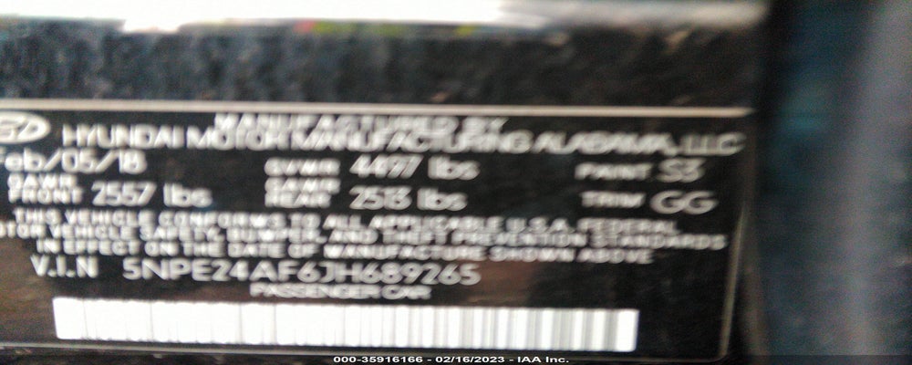 5NPE24AF6JH689265 2018 HYUNDAI SONATA photo no. 9